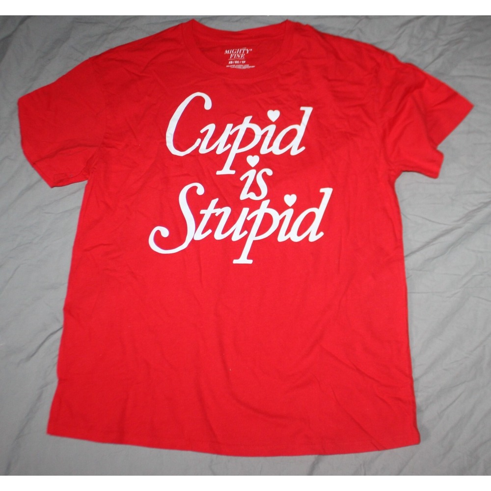 Cupid Is Stupid Funny Anti Saint Valentines Day Holiday Women's T-Shirt sz M